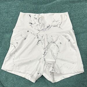 BuffBunny White Marble Athletic Shorts